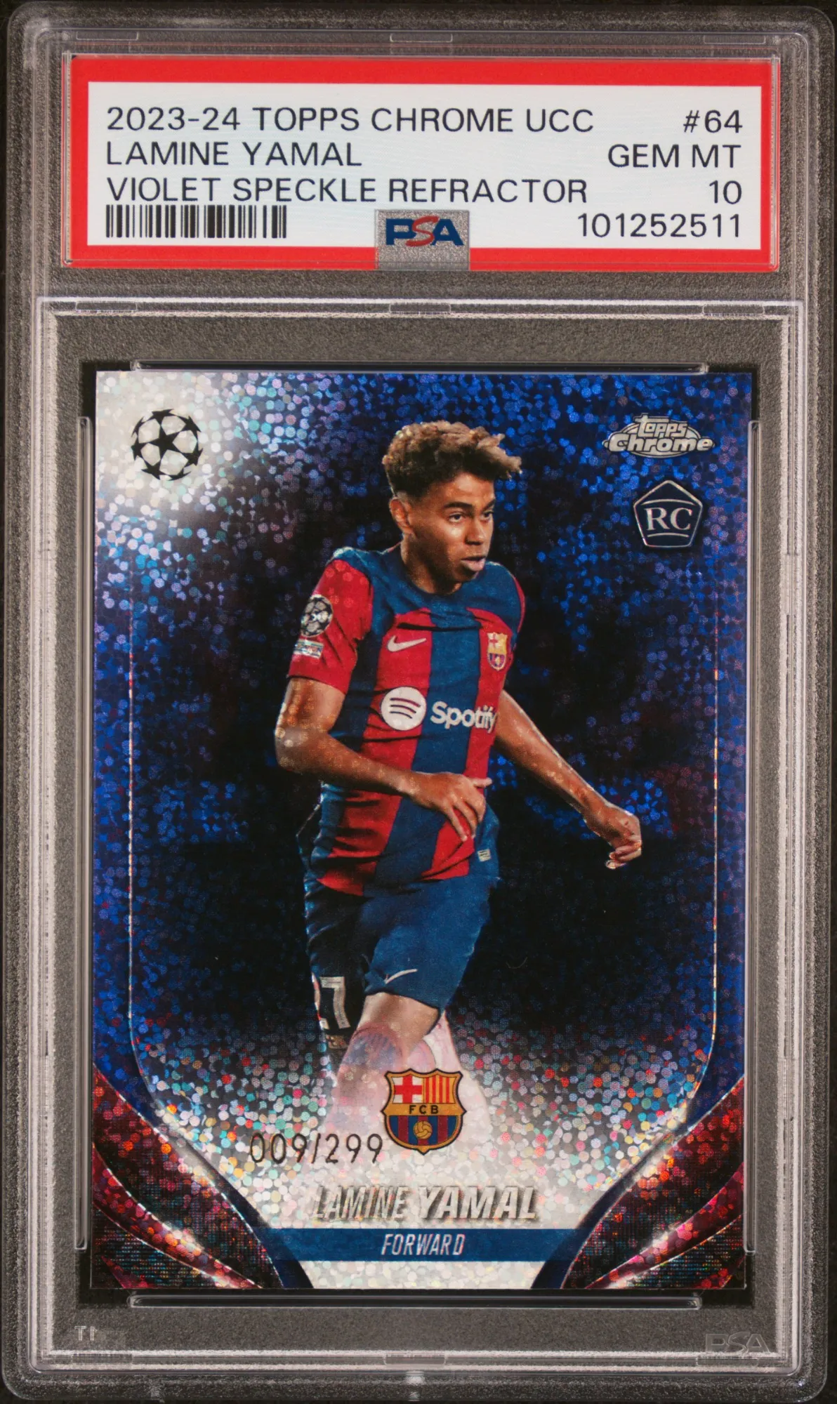 2023 Topps Chrome UEFA Club Competitions Lamine Yamal Base PSA 9